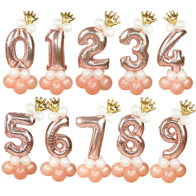 13Pcs/lot 32inch Rose Gold Number Foil Balloons Digit air Ballon Kids Birthday Party Decoration Wedding Party Crown Decor
13Pcs/lot 32inch Rose Gold Number Foil Balloons Digit air Ballon Kids Birthday Party Decoration Wedding Party Crown Decor