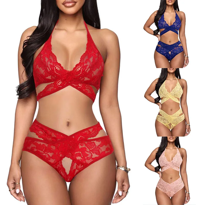 Women's Sexy Lingerie Set Sexy Babydoll Solid Color Lace Halter Women's Underwear Ladies Cross Strap Hollow Nightwear Sleepwear
Women's Sexy Lingerie Set Sexy Babydoll Solid Color Lace Halter Women's Underwear Ladies Cross Strap Hollow Nightwear Sleepwear