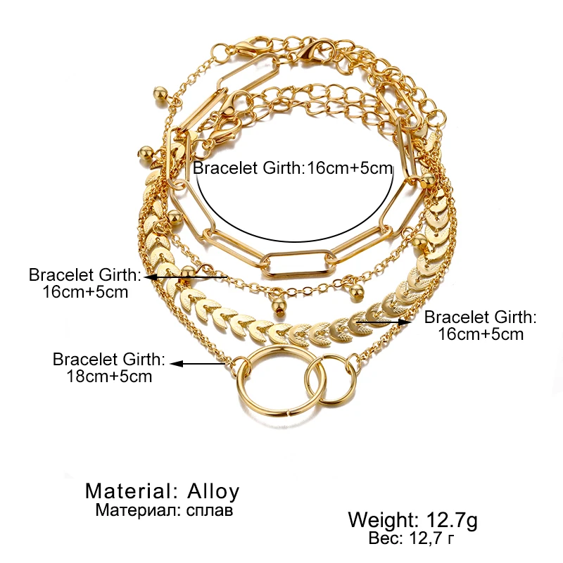 4 Pcs/ Set Gold Color Link Chain Bracelets Set For Women Circle Charm Gishbone Chain Bracelets Fashion Women's Bracelets Jewelr
4 Pcs/ Set Gold Color Link Chain Bracelets Set For Women Circle Charm Gishbone Chain Bracelets Fashion Women's Bracelets Jewelr