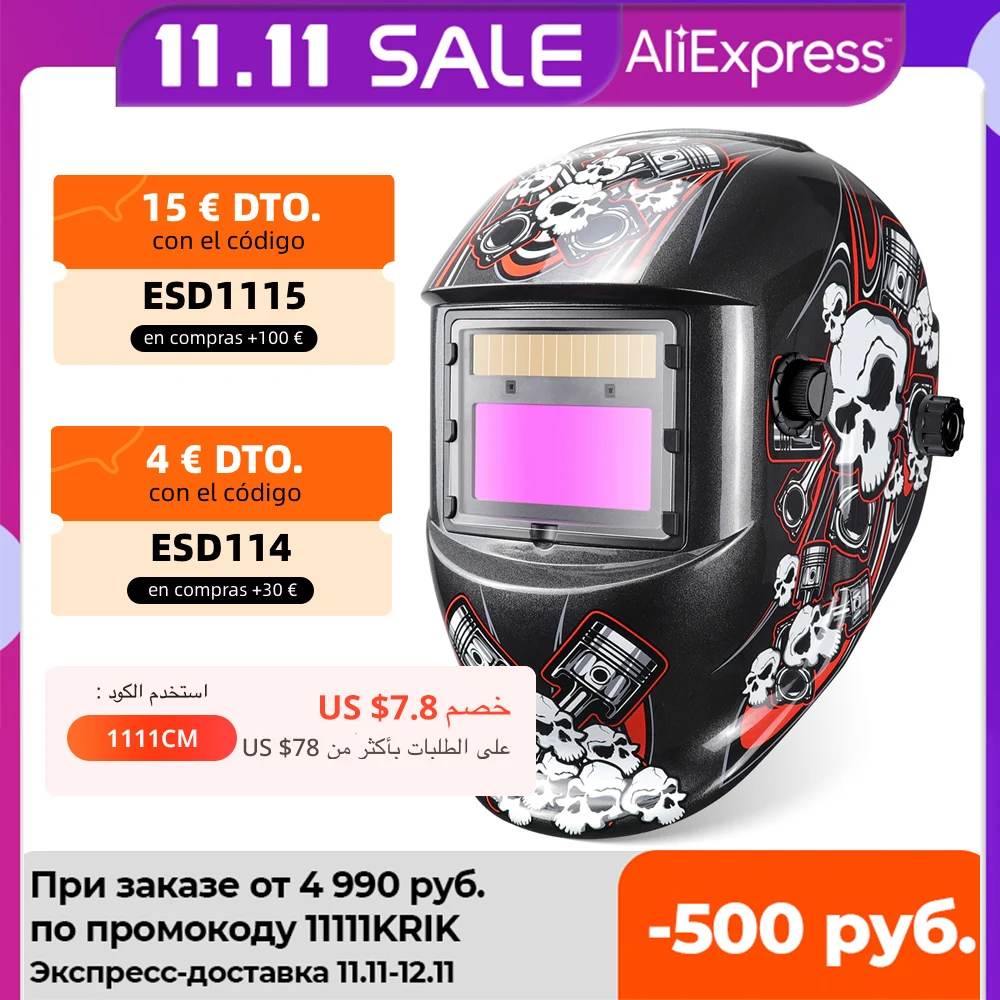 Welder Helmet Protective Cap Big Screen Welding Mask 93*43mm Solar Powered Auto Darkening Weld Grinding Li Battery for MIG Mag
Welder Helmet Protective Cap Big Screen Welding Mask 93*43mm Solar Powered Auto Darkening Weld Grinding Li Battery for MIG Mag