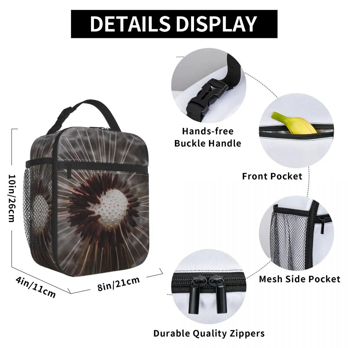 Dandelion Flower Lunch Bag for Women Men Large Insulated Lunch Box with Water Bottle Holder and Pockets
Dandelion Flower Lunch Bag for Women Men Large Insulated Lunch Box with Water Bottle Holder and Pockets