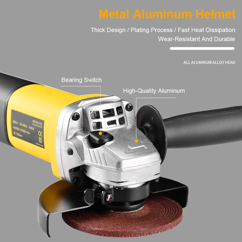 125mm Angle Grinder 1050W 6-Variable Speed 3000-10000RPM Toolless Guard DIY Power Tools Electric Polishing Grinding Machine | Инструменты