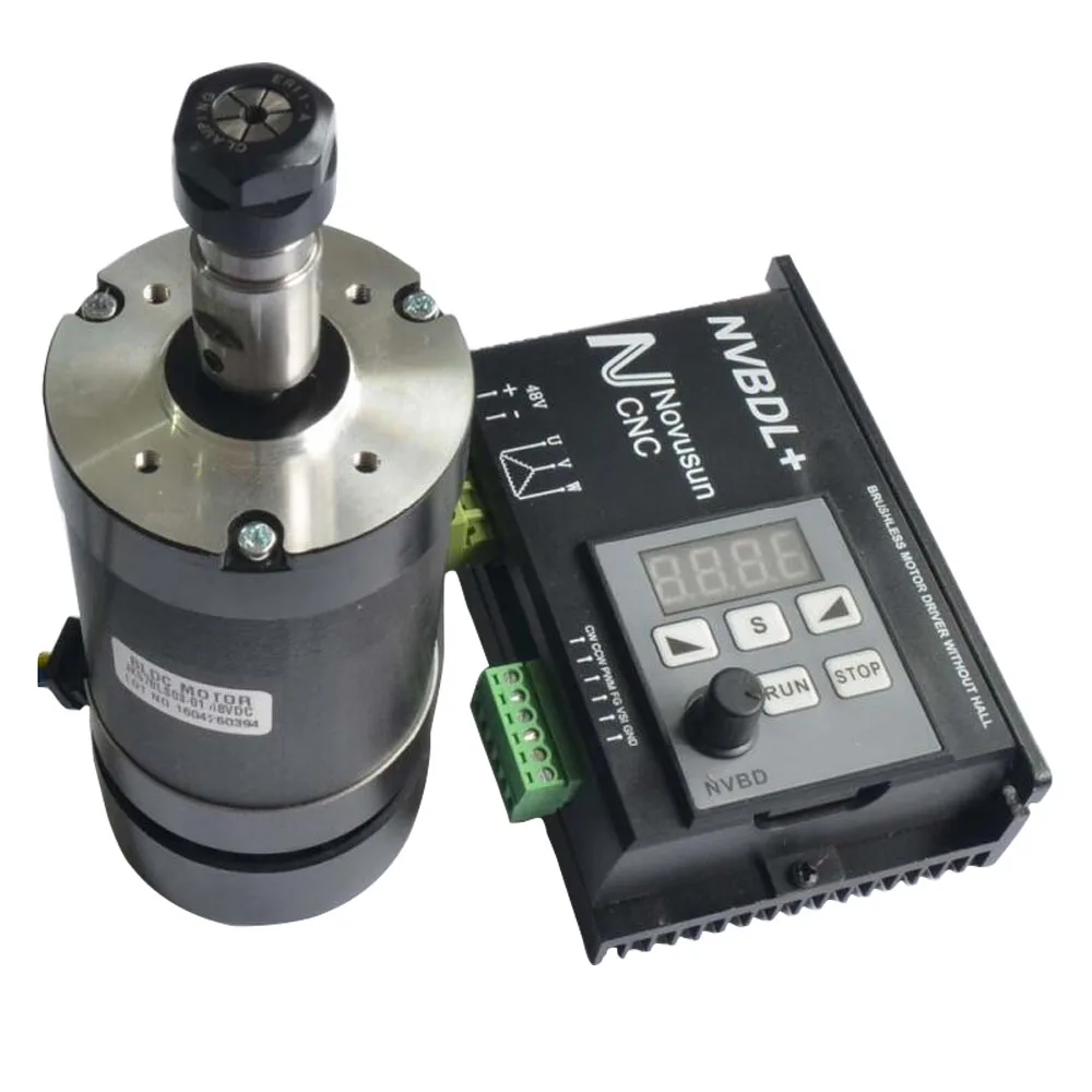 NVBDH + NVBDL + ER8 DC motor controller kit 1 brushless motor driver 400W 1 brushless spindle motor 48VDC 52mm fixture
NVBDH + NVBDL + ER8 DC motor controller kit 1 brushless motor driver 400W 1 brushless spindle motor 48VDC 52mm fixture