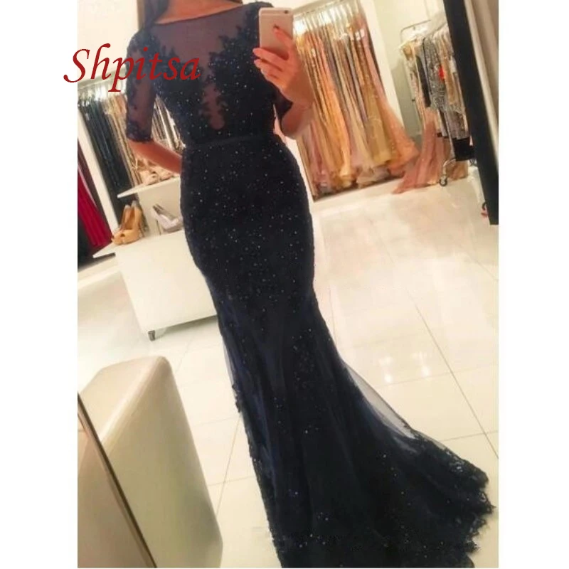 Navy Blue Long Lace Arabic Evening Dresses Mermaid Party with Sleeves Sexy Beaded Red Prom Formal Evening Gowns Dresses
Navy Blue Long Lace Arabic Evening Dresses Mermaid Party with Sleeves Sexy Beaded Red Prom Formal Evening Gowns Dresses