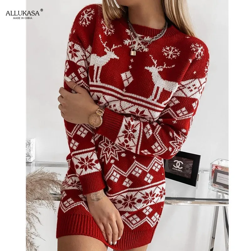 Christmas Theme Ladies New Sweater Elk Snowflake Christmas Jacquard Knitted Dress Skirt Print 2021 Autumn and Winter Women Long
Christmas Theme Ladies New Sweater Elk Snowflake Christmas Jacquard Knitted Dress Skirt Print 2021 Autumn and Winter Women Long
