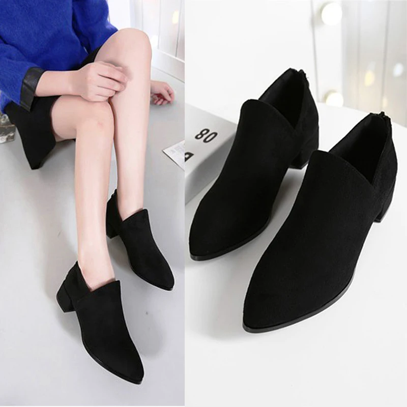 Frosted coarse heel women's new fall / winter 2020 Black Mid Heel deep mouth pointed British versatile ankle shoes
Frosted coarse heel women's new fall / winter 2020 Black Mid Heel deep mouth pointed British versatile ankle shoes
