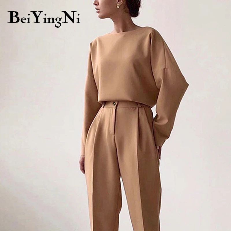 Beiyingni 2021 Autumn Winter Long Sleeve Tshirts And Pants Womens Solid Color O-neck Casual Tops Suits Female Two Pieces Sets
Beiyingni 2021 Autumn Winter Long Sleeve Tshirts And Pants Womens Solid Color O-neck Casual Tops Suits Female Two Pieces Sets