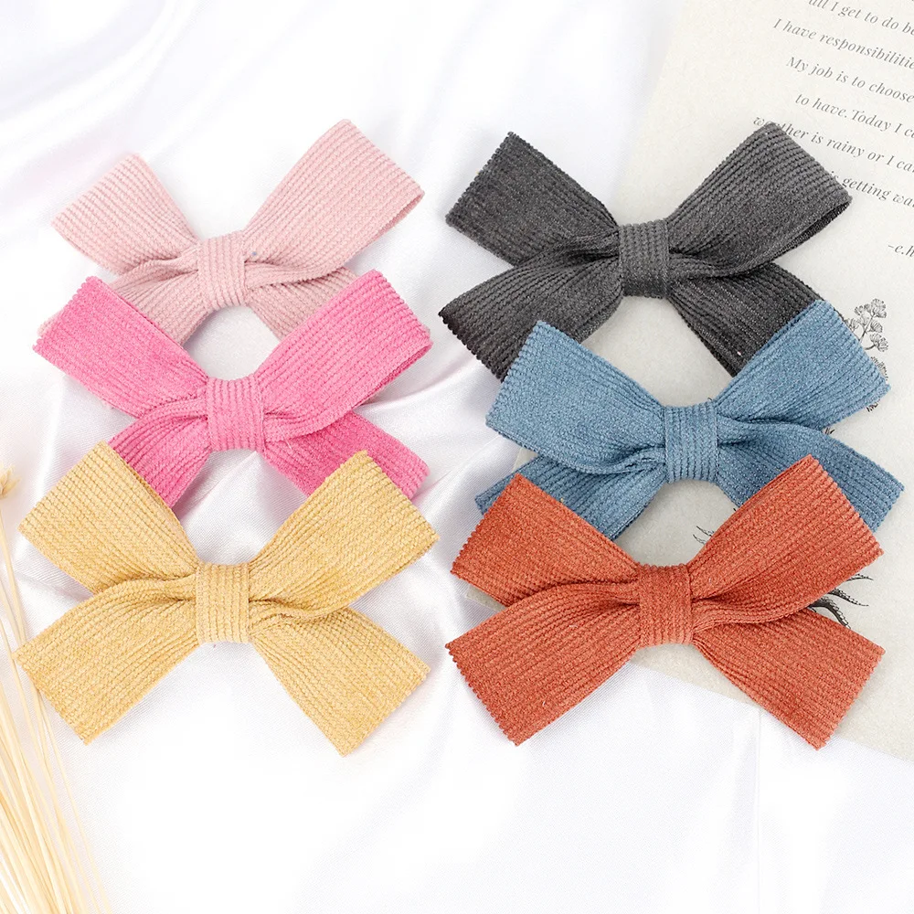 

24pc/lot Boutique 3Inch Corduroy Bows with Hair Clips,Baby Girls Hair Bow Hairpin Kids Fabric Bow Barrettes Children Hairgrips