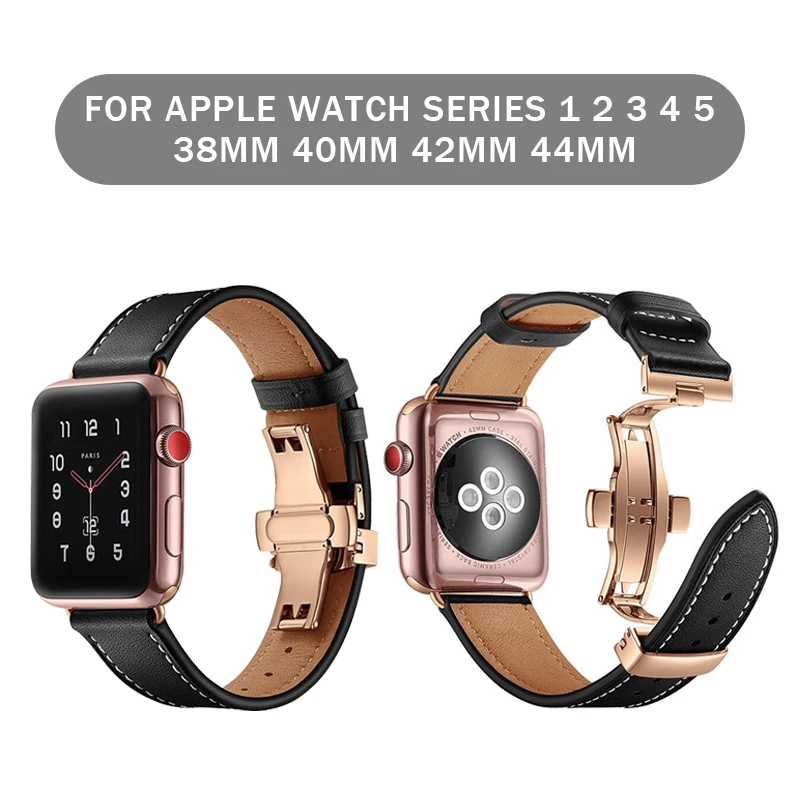 Ремешок из натуральной кожи для iWatch Band 6 5 44/40 мм регулируемый браслет цвета