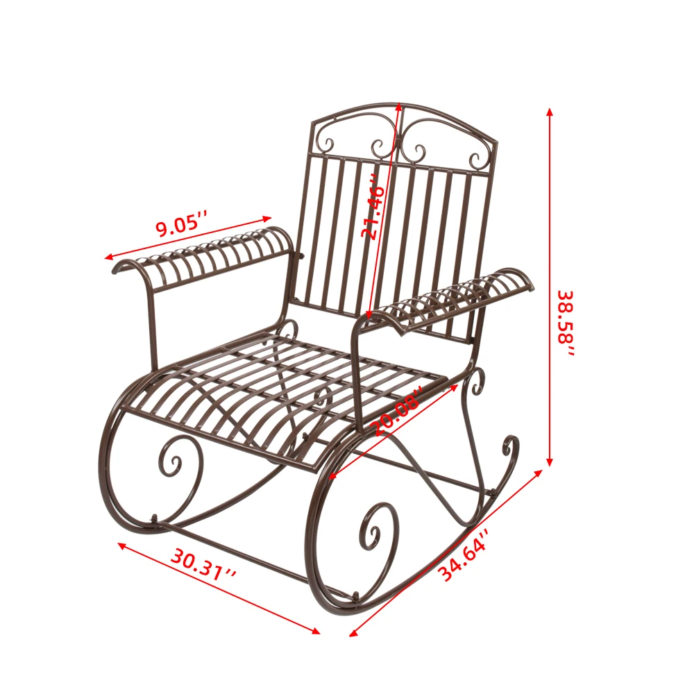 Outdoor Single Rocking Chair Lounge Stool With Curved Armrests Dark Brown Suitable For Backyard And Front Porch Assembly Chairs
Outdoor Single Rocking Chair Lounge Stool With Curved Armrests Dark Brown Suitable For Backyard And Front Porch Assembly Chairs