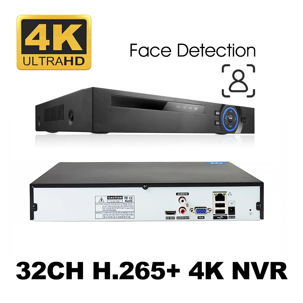 Сетевой видеорегистратор Autoeye XMeye H.265 + HEVC /32CH * 4K NVR с функцией обнаружения лица 32