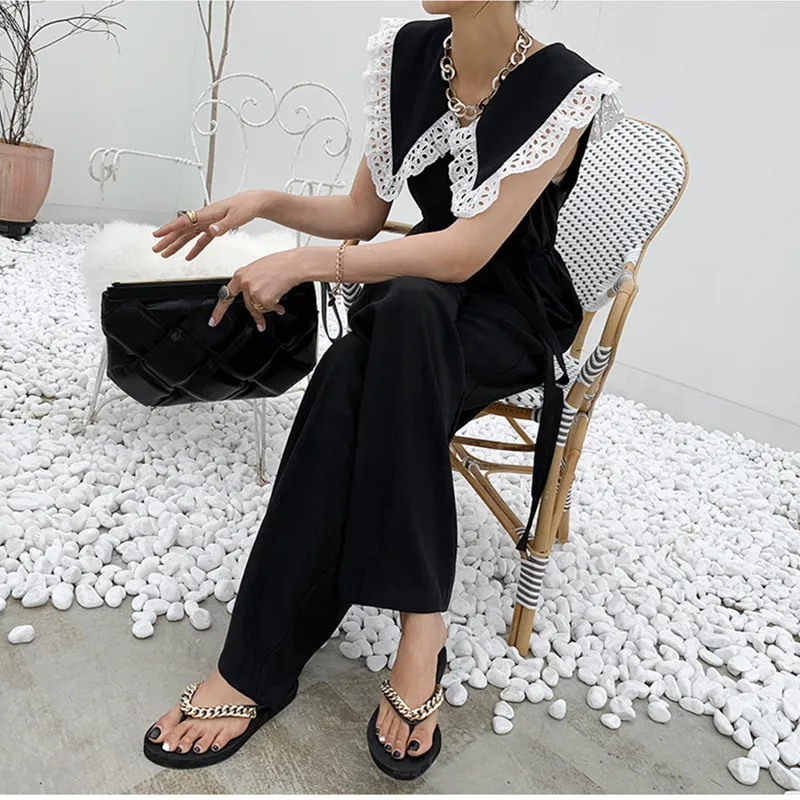 2021 Hollow Out Lace Ruffles V-neck Cargo Pants Women Summer Korean High Waist Solid Drawstring Long Trousers
2021 Hollow Out Lace Ruffles V-neck Cargo Pants Women Summer Korean High Waist Solid Drawstring Long Trousers