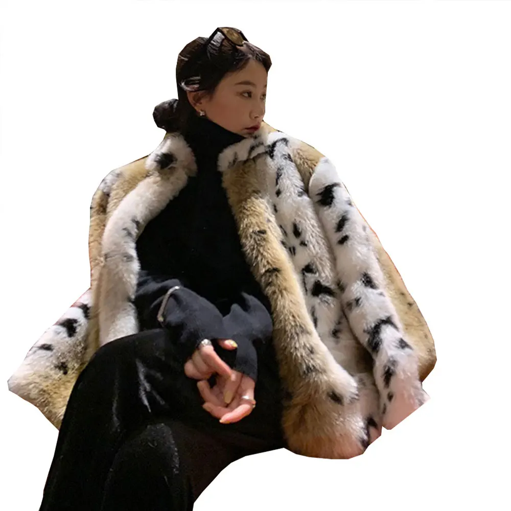 2021 Winter The New Women's Leopard Print Fur Jacket Female Coffee Color Gradient Spotted Artificial Fur Mid-Length Ladies Coat
2021 Winter The New Women's Leopard Print Fur Jacket Female Coffee Color Gradient Spotted Artificial Fur Mid-Length Ladies Coat