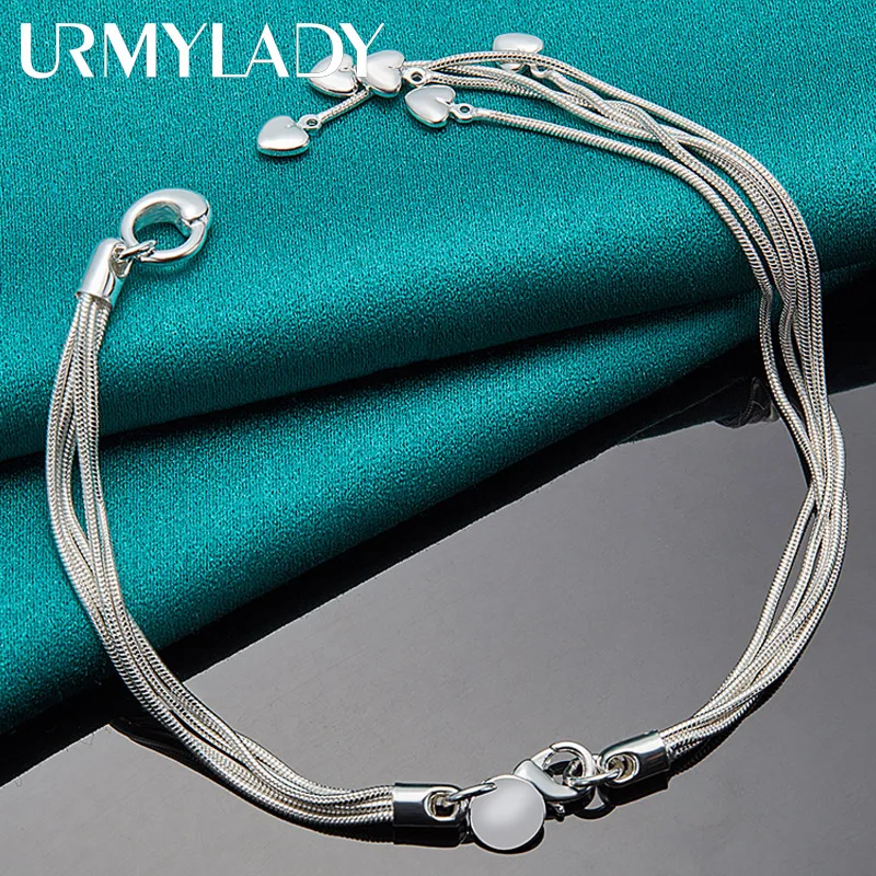 URMYLADY 925 Sterling Silver Love Heart Snake Chain Bracelet For Women Fashion Wedding Party Charm Jewelry
URMYLADY 925 Sterling Silver Love Heart Snake Chain Bracelet For Women Fashion Wedding Party Charm Jewelry