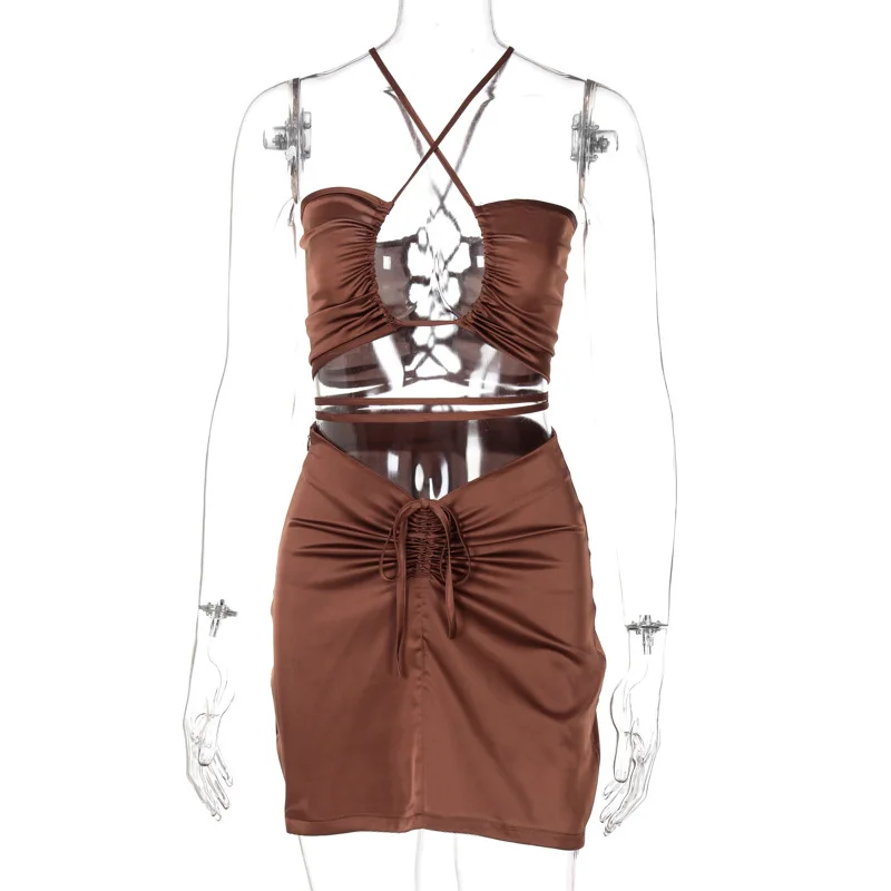 Satin Bodycon Dress Matching Sets Sexy Clubwear Birthday Vacation Outfits Women Clothing 2 Pieces Set
Satin Bodycon Dress Matching Sets Sexy Clubwear Birthday Vacation Outfits Women Clothing 2 Pieces Set
