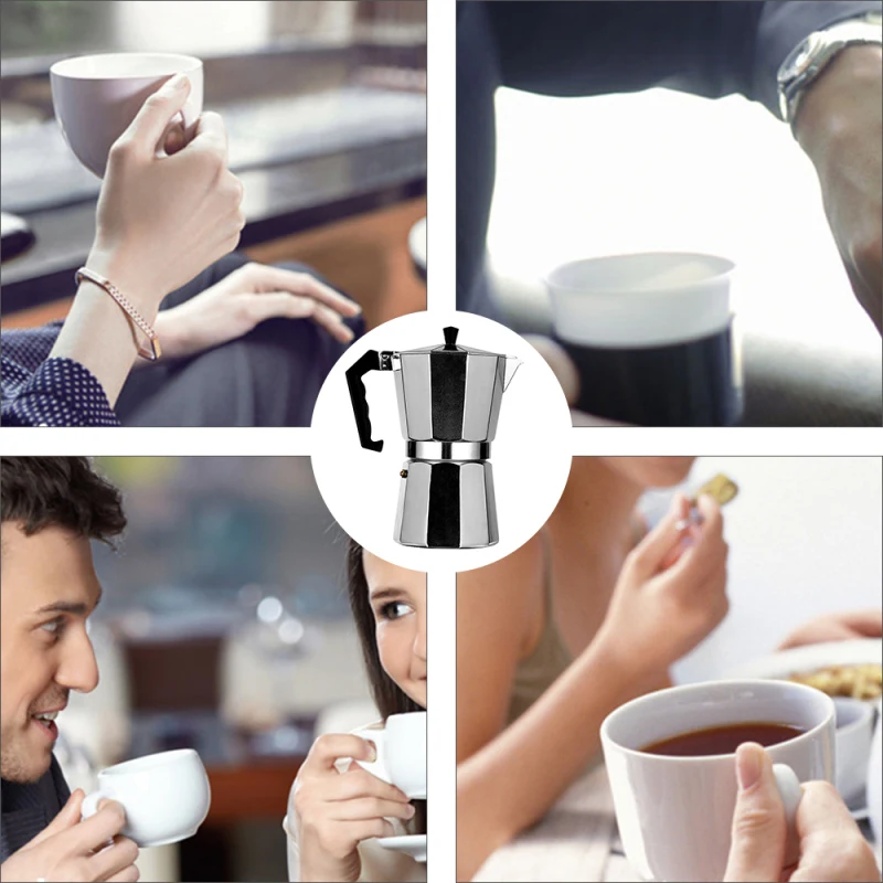 Aluminum moka pot coffee pot household octagonal coffee filter pot European coffee cup Durable Percolator Pot 150/300/450ml
Aluminum moka pot coffee pot household octagonal coffee filter pot European coffee cup Durable Percolator Pot 150/300/450ml