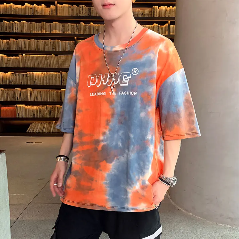 Summer Cotton Tie-Dye Short Sleeve T-Shirt Hip-Hop Loose Harajuku Style Couple T-shirt Gradient Color Printed Top Tees Clothes
Summer Cotton Tie-Dye Short Sleeve T-Shirt Hip-Hop Loose Harajuku Style Couple T-shirt Gradient Color Printed Top Tees Clothes