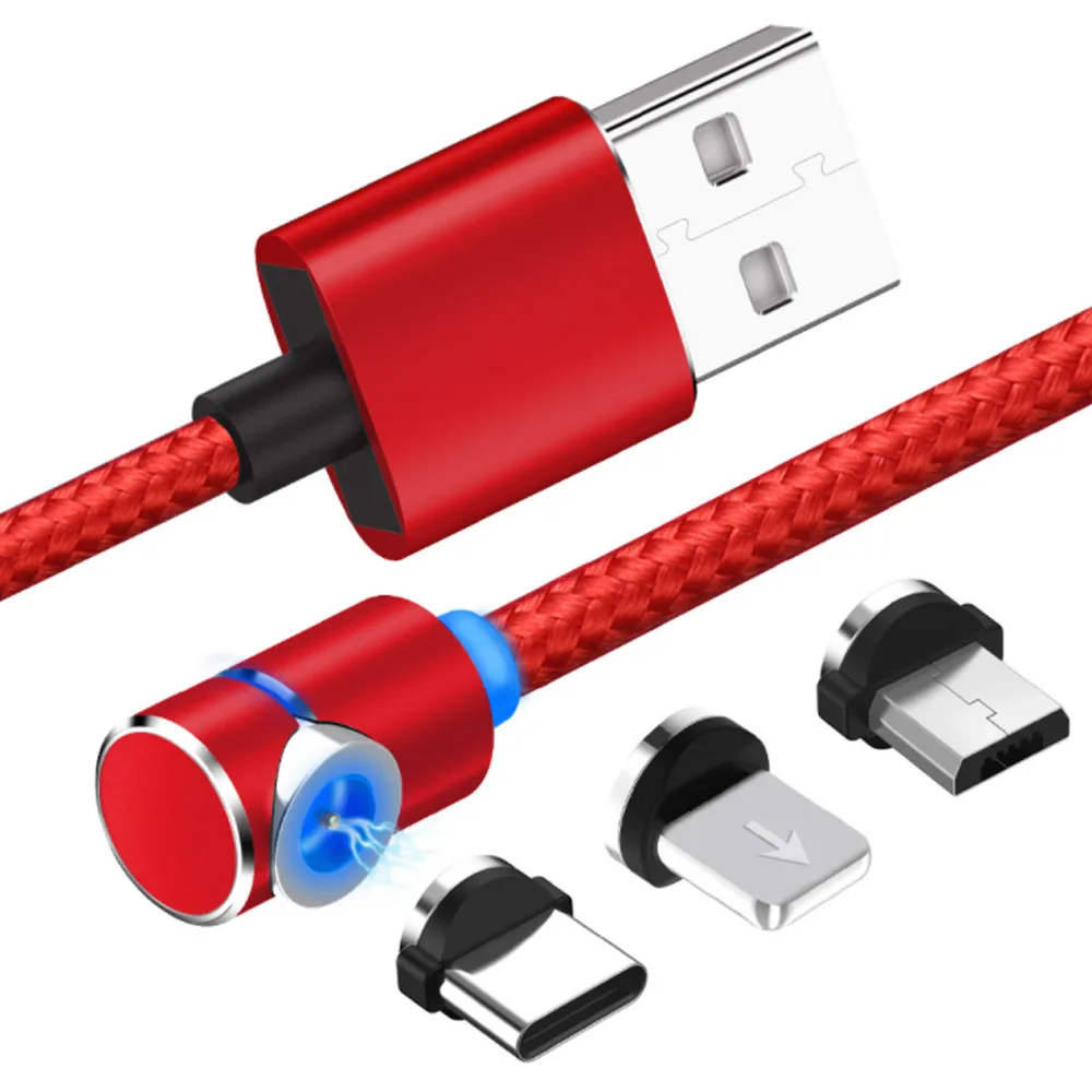 Магнитный кабель USB Type-C для iPhone XS 7 Samsung S9 Xiaomi Huawei со светодиодной подсветкой с