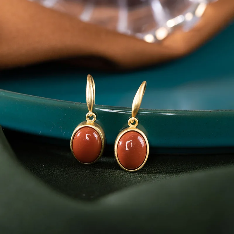 Natural retro 925 sterling silver gilded inlaid southern red agate earrings simple jewelry fashion for women gifts
Natural retro 925 sterling silver gilded inlaid southern red agate earrings simple jewelry fashion for women gifts