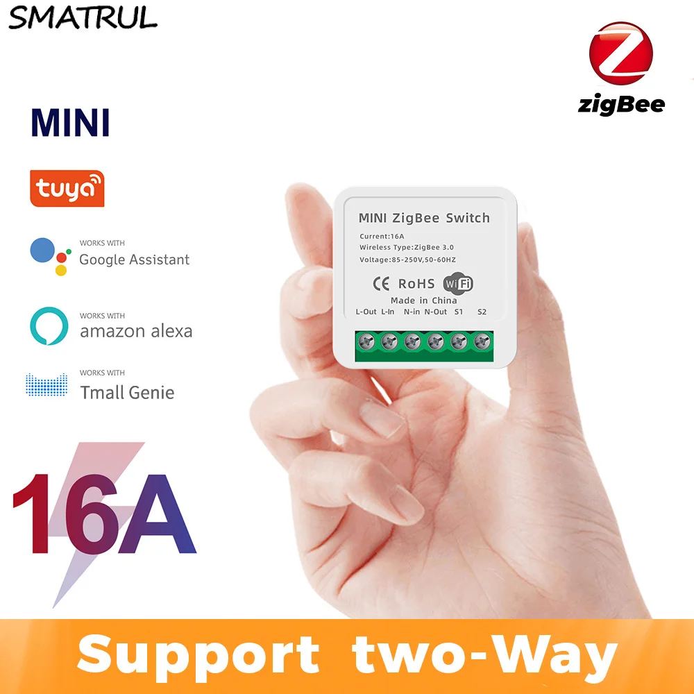 SMATRUL 16A Tuya ZigBee Mini Smart Switch Light Automation Module 220V DIY Breaker 2 Way Control On Off For Alexa Google Home
SMATRUL 16A Tuya ZigBee Mini Smart Switch Light Automation Module 220V DIY Breaker 2 Way Control On Off For Alexa Google Home