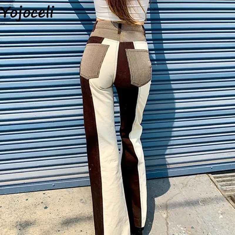Yojoceli Patchwork pockets long women flare jeans Autumn casual high waist vintage denim trouser Female fashion slim jeans
Yojoceli Patchwork pockets long women flare jeans Autumn casual high waist vintage denim trouser Female fashion slim jeans