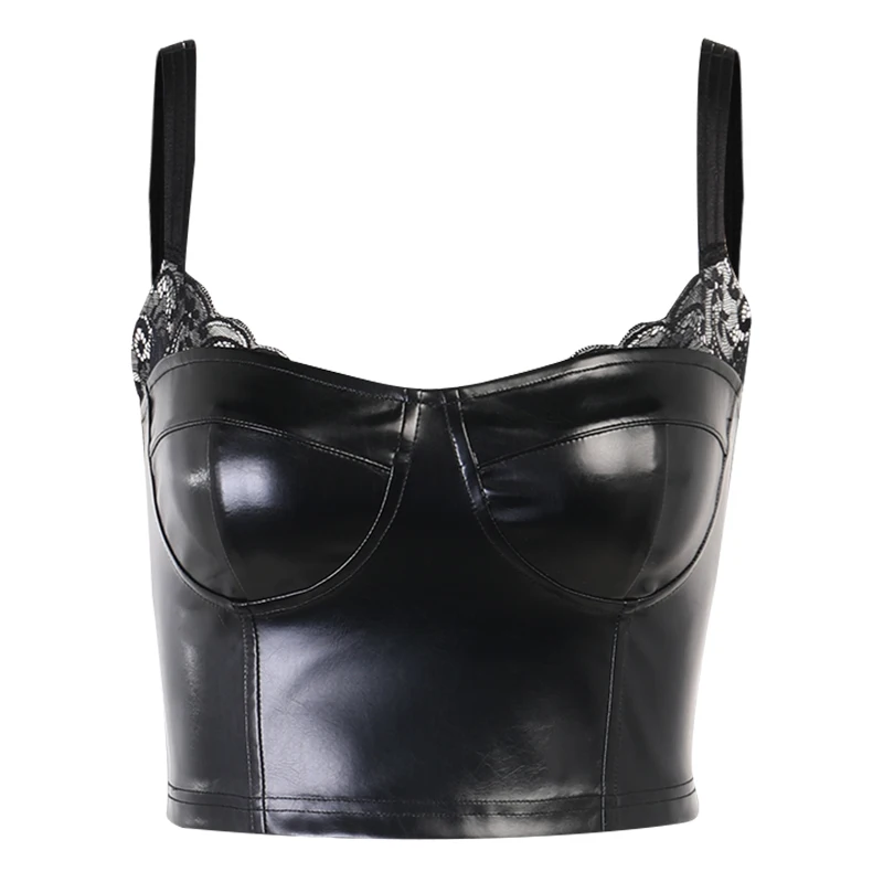 Gothic Punk Lace Leather Black Camis Women Goth Grunge Bodycon Corset Top Streetwear Sexy Backless Zipper Club Party Crop Tops
Gothic Punk Lace Leather Black Camis Women Goth Grunge Bodycon Corset Top Streetwear Sexy Backless Zipper Club Party Crop Tops