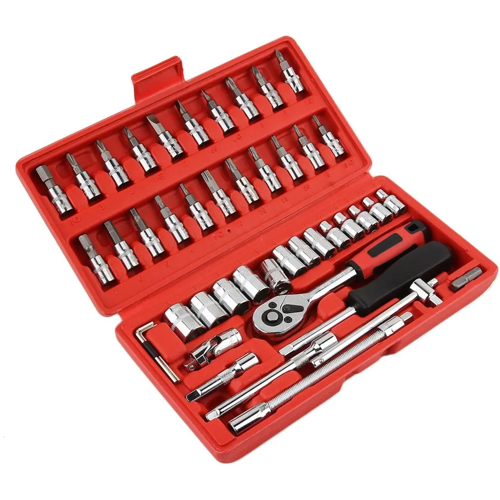 46Pcs Professional Car Repair Tool Sets Combination Tool Wrench Set Batch Head Pawl Socket Spanner Screwdriver Head Set Socket
46Pcs Professional Car Repair Tool Sets Combination Tool Wrench Set Batch Head Pawl Socket Spanner Screwdriver Head Set Socket