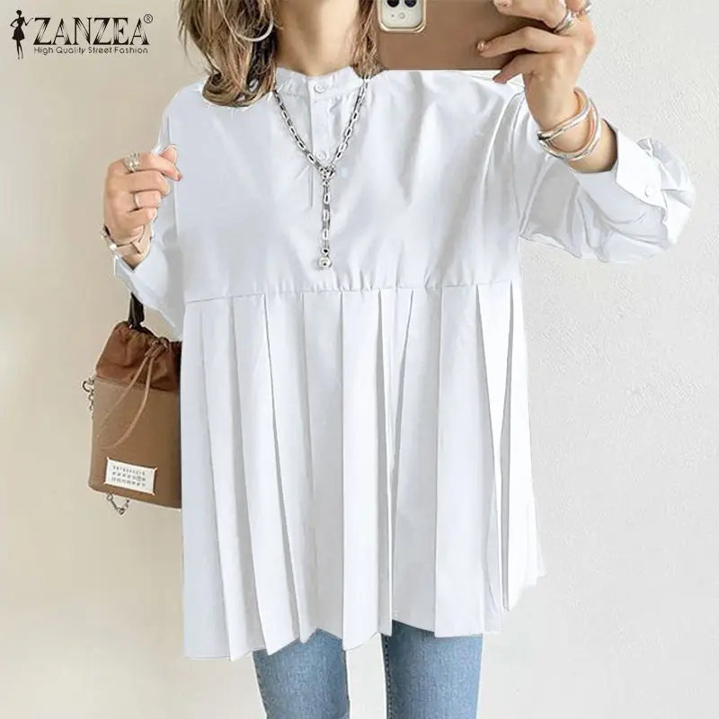 ZANZEA Fashion Women Casual Long Sleeve Button Blouse Autumn Office Work Chemise Pleated Tunic Tops Stylish O Neck Ruffle Shirt
ZANZEA Fashion Women Casual Long Sleeve Button Blouse Autumn Office Work Chemise Pleated Tunic Tops Stylish O Neck Ruffle Shirt