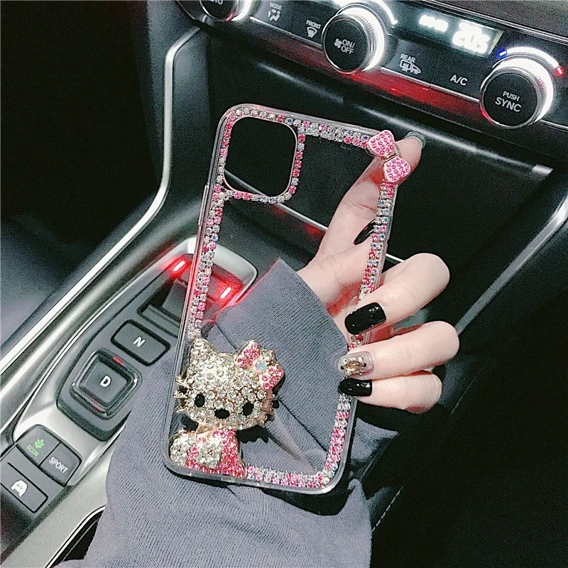 For iPhone 12 Mini 11 Pro XS Max X XR 8 7 6 6S Plus SE DIY Fashion Bling Diamond Cute Bowknot Cartoon Cat Back Clear Case Cover 
For iPhone 12 Mini 11 Pro XS Max X XR 8 7 6 6S Plus SE DIY Fashion Bling Diamond Cute Bowknot Cartoon Cat Back Clear Case Cover