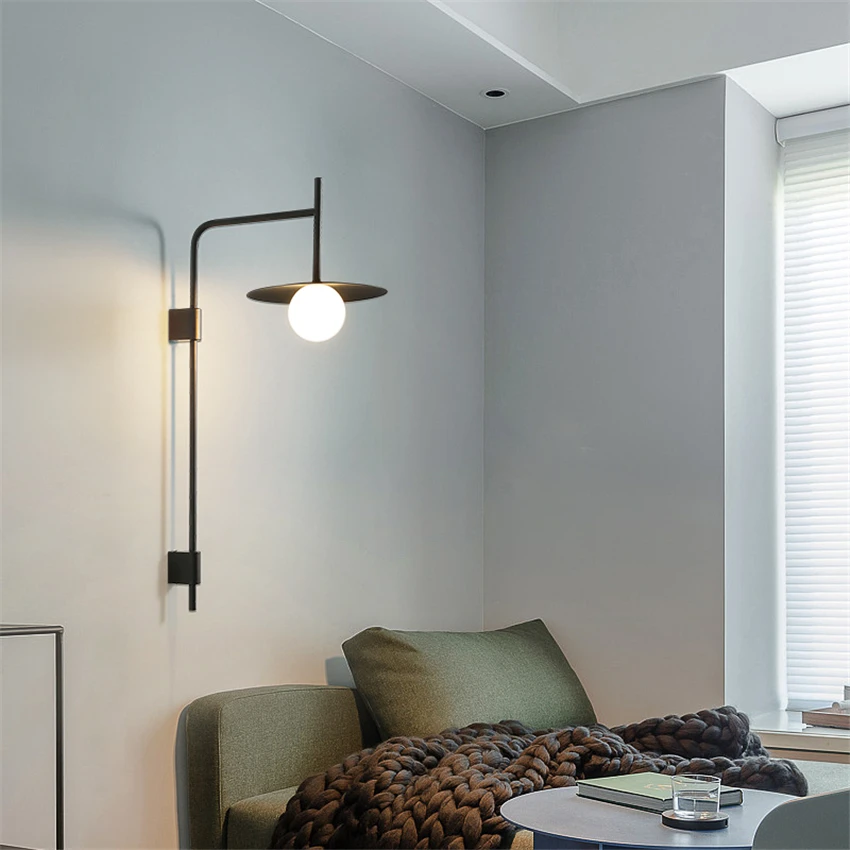 

Designer iron bracket wall lamps modern loft living room corridor study aisle wall sconces lamps Nordic Danish bedroom fixtures