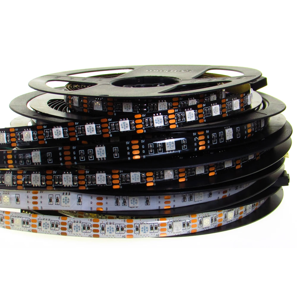 RGB Led Strip 5M 5V 12V 24V SMD 5050 30/60 Led/M Black White PCB 5V 12V 24V RGB Led Strip Light PC TV Backlight For Room Bedroom
RGB Led Strip 5M 5V 12V 24V SMD 5050 30/60 Led/M Black White PCB 5V 12V 24V RGB Led Strip Light PC TV Backlight For Room Bedroom