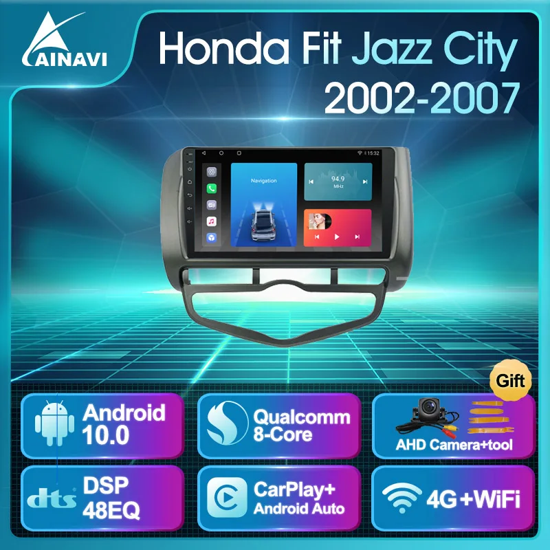 Автомобильный радиоприемник Android 10 QLED экран для Honda Fit Jazz City 2002-2007 автомобильный
