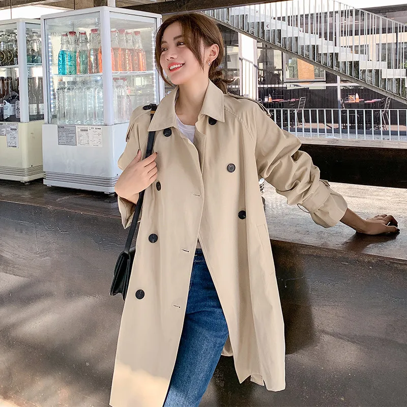 Women's Windbreaker Spring Autumn New British Fashion Pure Color High Quality Double Breasted Lace-up Commuter Feminine Coat 119
Women's Windbreaker Spring Autumn New British Fashion Pure Color High Quality Double Breasted Lace-up Commuter Feminine Coat 119