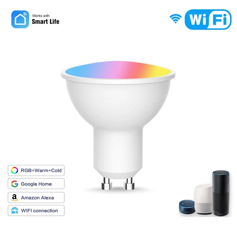 Умная лампочка GU10, светильник с дистанционным управлением, работает с Alexa/Google, 5 Вт
Умная лампочка GU10, светильник с дистанционным управлением, работает с Alexa/Google, 5 Вт