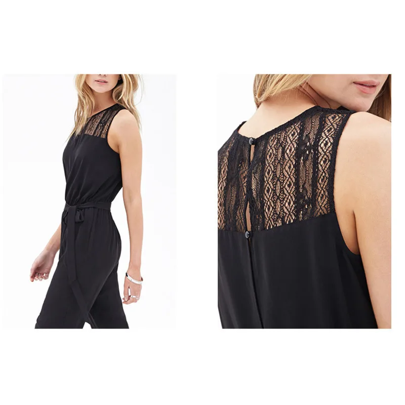 Women's Black Jumpsuit Autumn New Lace Stitching Patchwork Sexy Slim Streetwear 2020 Sleeveless Lace-up Full Length Jumpsuits
Women's Black Jumpsuit Autumn New Lace Stitching Patchwork Sexy Slim Streetwear 2020 Sleeveless Lace-up Full Length Jumpsuits