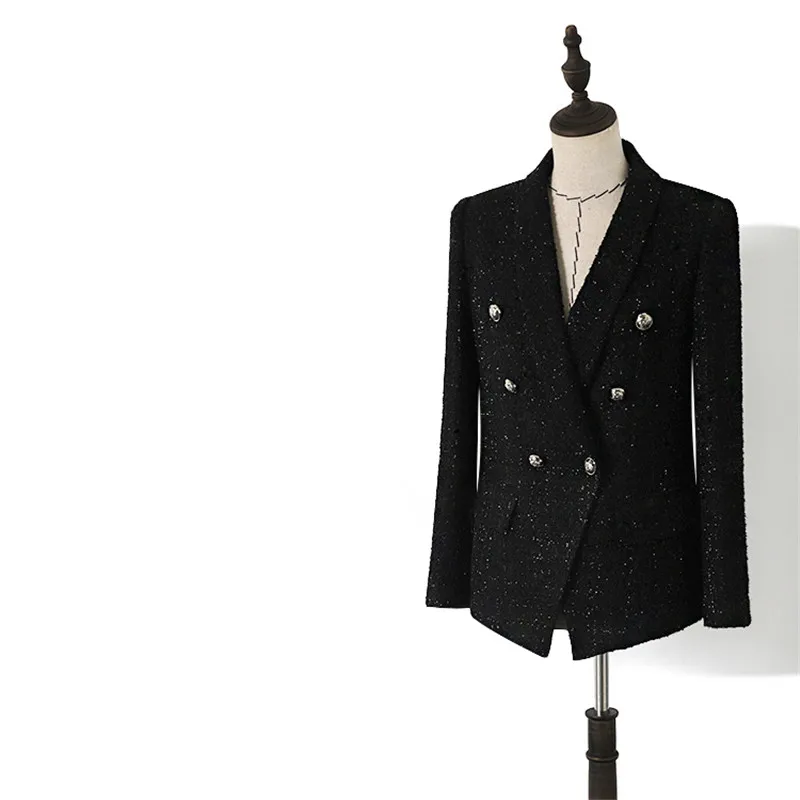 Handmade Luxury Blazer Suits for Women Vintage Tailored Collar Tweed Double Breasted Black Blazers Coat Clothing
Handmade Luxury Blazer Suits for Women Vintage Tailored Collar Tweed Double Breasted Black Blazers Coat Clothing