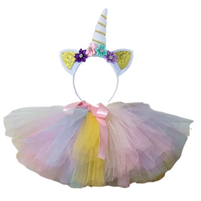 

Pastel Unicorn Tutu Skirt for Baby Girls Dance Tutus Kids Tulle Skirts for Birthday New Year Costume Toddler Outfits 3M-14 Years