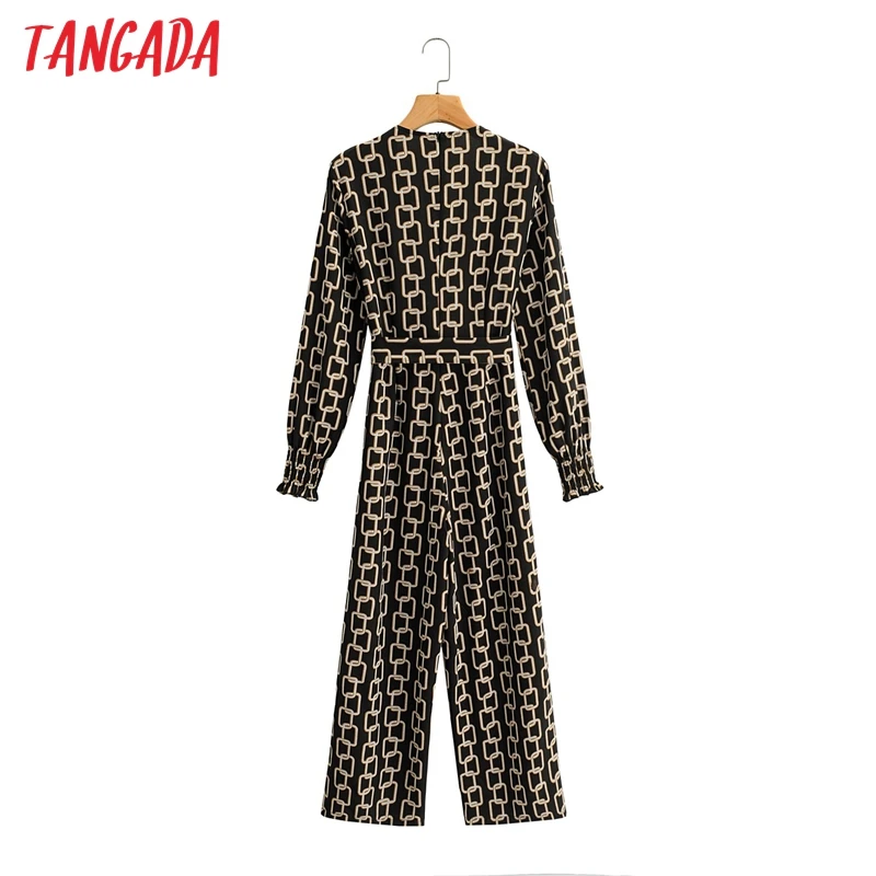 Tangada Women Elegant Chain Print Long Jumpsuit with Slash Long Sleeve V Neck Female Casual Jumpsuit 1F66
Tangada Women Elegant Chain Print Long Jumpsuit with Slash Long Sleeve V Neck Female Casual Jumpsuit 1F66