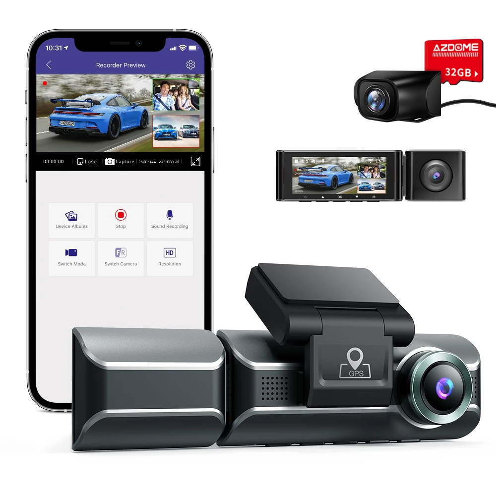 AZDOME M550 Dash Cam 3 Channel, 4K+1080P Dual, 3.19" IPS,Built in WiFi GPS, with 64GB Card,IR Night Vision,Super Farad Capacitor
AZDOME M550 Dash Cam 3 Channel, 4K+1080P Dual, 3.19" IPS,Built in WiFi GPS, with 64GB Card,IR Night Vision,Super Farad Capacitor