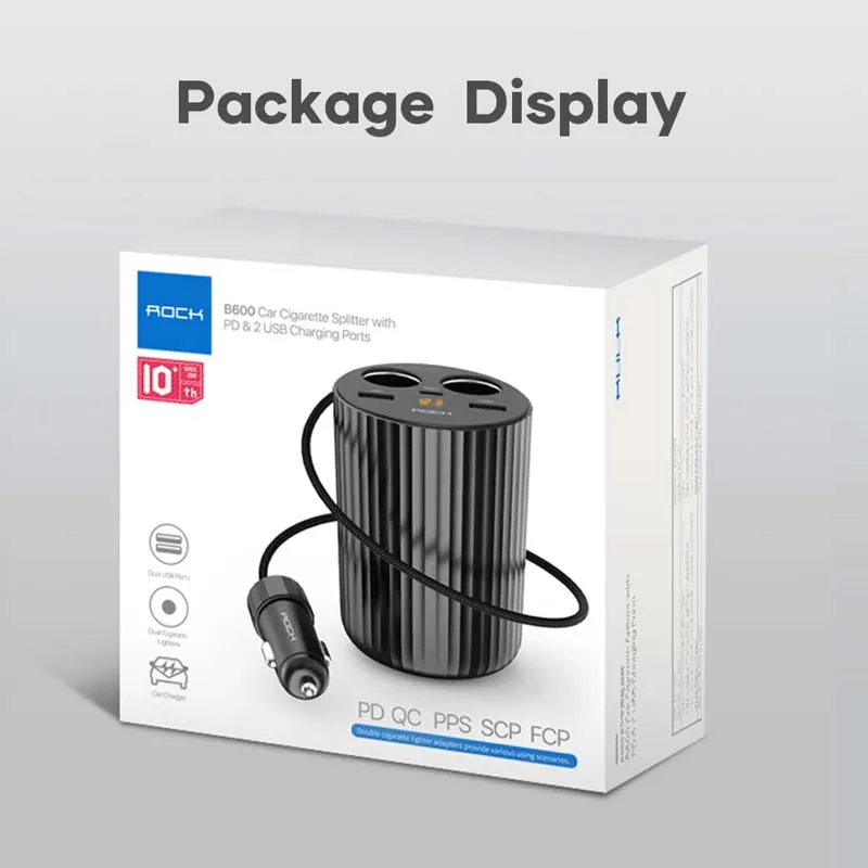 Dual USB Car Charger Type C QC4.0 PD3.0 100W 2 Cigarette Splitter Fast Charging For Xiaomi 5A QC 3.0 ROCK
Dual USB Car Charger Type C QC4.0 PD3.0 100W 2 Cigarette Splitter Fast Charging For Xiaomi 5A QC 3.0 ROCK