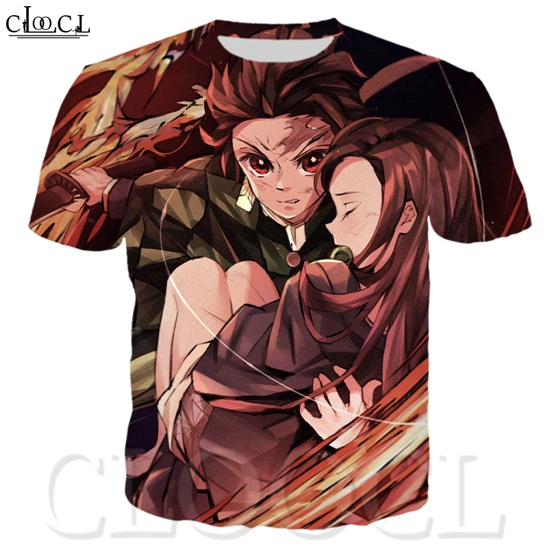 Футболка в стиле Харадзюку CLOOCL из японского аниме Kimetsu No Yaiba Demon Slayer с 3D принтом