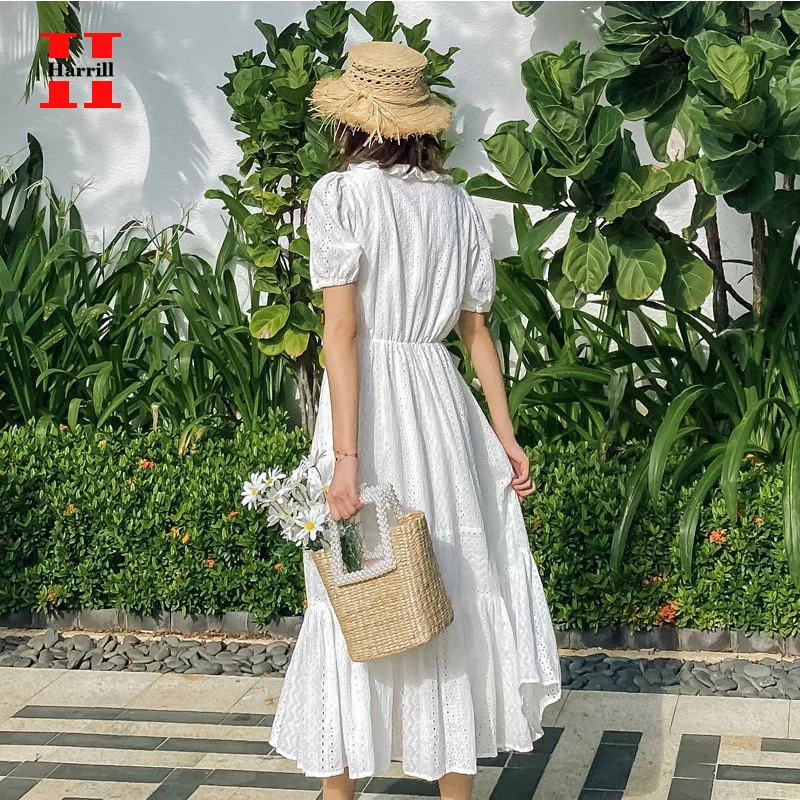 Ruffles Puff Sleeve Dresses Female Mid-Calf A-Line Dress Summer Women Clothes V-Neck Summer Dress Cotton Ladies Sundresses
Ruffles Puff Sleeve Dresses Female Mid-Calf A-Line Dress Summer Women Clothes V-Neck Summer Dress Cotton Ladies Sundresses