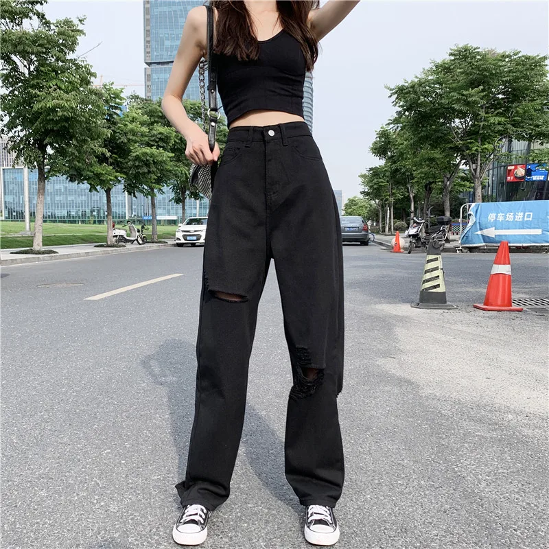 Jeans Women Holes Black Chic Big Size S-5XL Oversize Harajuku Casual Womens Wide Leg Hip-hop Mopping Vintage Summer High Street
Jeans Women Holes Black Chic Big Size S-5XL Oversize Harajuku Casual Womens Wide Leg Hip-hop Mopping Vintage Summer High Street
