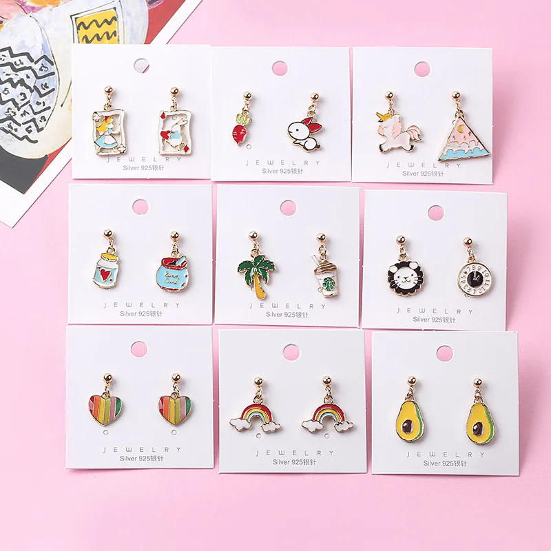 Cartoon Asymmetric Drop Earrings for Women Sweet Rainbow Avocado rabbit Unicorn coconut tree Female Pendant Earrings
Cartoon Asymmetric Drop Earrings for Women Sweet Rainbow Avocado rabbit Unicorn coconut tree Female Pendant Earrings