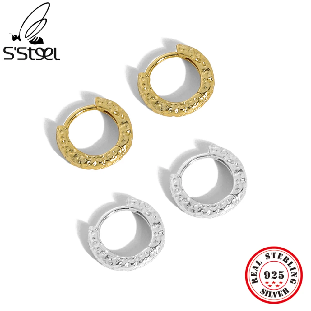 S'STEEL Minimalist 925 Sterling Silver Hoop Earrings For Women Design Geometric Circle Texture Gold Earing Accessories Jewelry
S'STEEL Minimalist 925 Sterling Silver Hoop Earrings For Women Design Geometric Circle Texture Gold Earing Accessories Jewelry