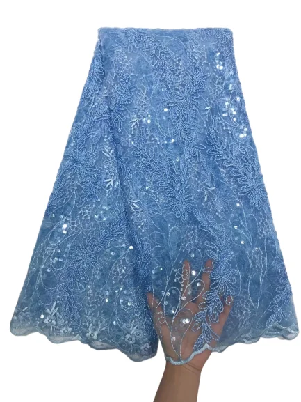 High quality sky blue embroidered French tulle lace fabric for wedding/party dress! Nice design African net lace fabric FL93
High quality sky blue embroidered French tulle lace fabric for wedding/party dress! Nice design African net lace fabric FL93