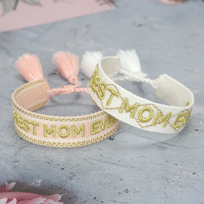 BEST Mom EVER embroidered Woven Bracelet For mother Women Adjustable Braided Friendship Bracelets mother's day Jewelry Gift
BEST Mom EVER embroidered Woven Bracelet For mother Women Adjustable Braided Friendship Bracelets mother's day Jewelry Gift