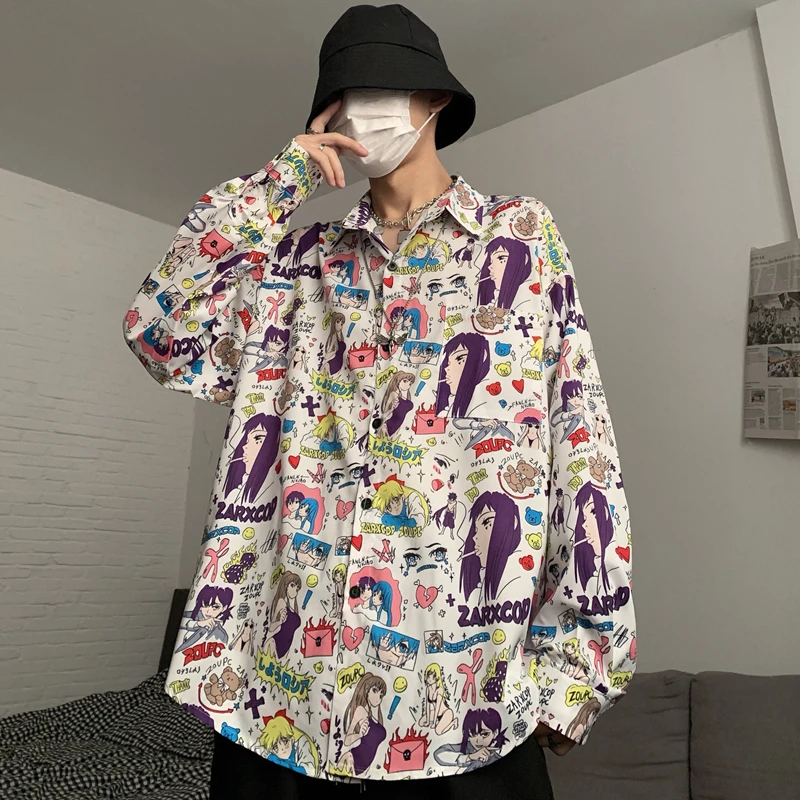 Anime Print Long Sleeve Shirts for Men 2021 Spring New Vintage Casual Couple Clothing Fashions Chemise Homme Japanese Streetwear
Anime Print Long Sleeve Shirts for Men 2021 Spring New Vintage Casual Couple Clothing Fashions Chemise Homme Japanese Streetwear