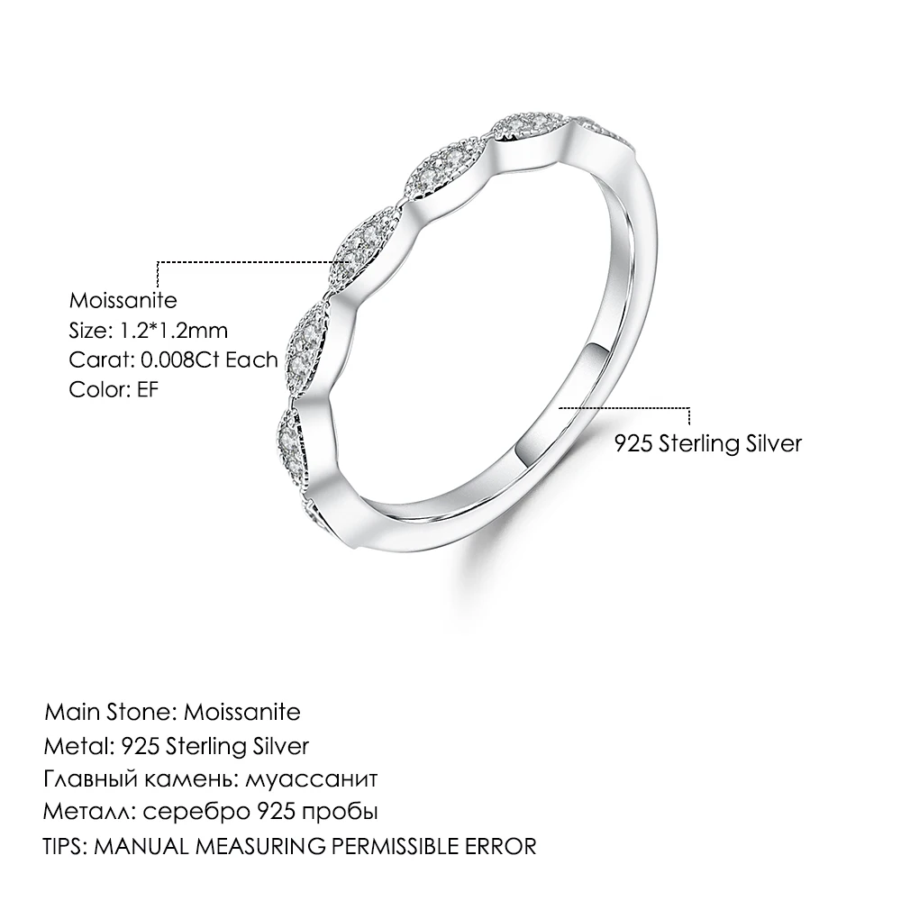 GEM'S BALLET Cadenza Moissanite Ring 925 Sterling Silver Romantic Wedding Band For Women Fine Jewelry 0.08Ct 1.2mm EF color
GEM'S BALLET Cadenza Moissanite Ring 925 Sterling Silver Romantic Wedding Band For Women Fine Jewelry 0.08Ct 1.2mm EF color