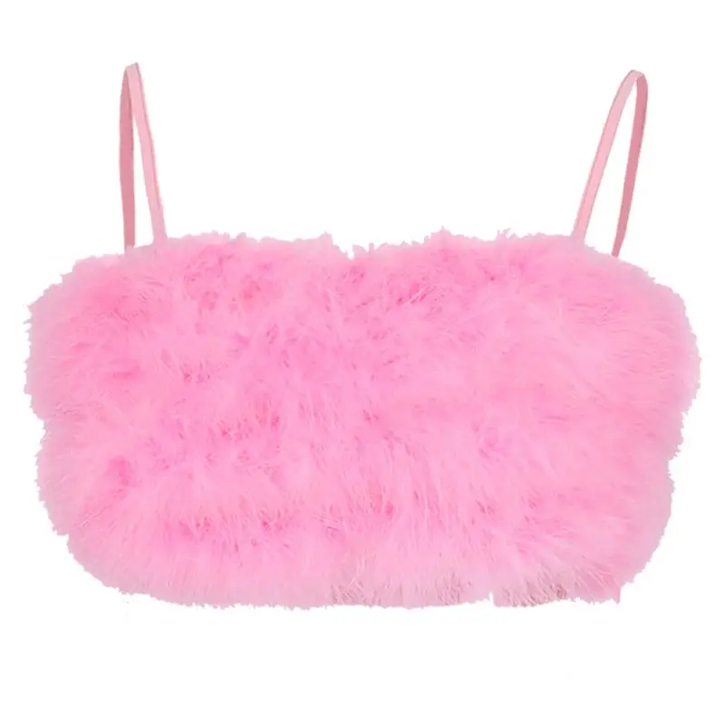 Womens Sexy Spaghetti Strap Feather Crop Top Sleeveless Solid Color Mini Camisole Fluffy Plush Bralette Party Clubwear
Womens Sexy Spaghetti Strap Feather Crop Top Sleeveless Solid Color Mini Camisole Fluffy Plush Bralette Party Clubwear